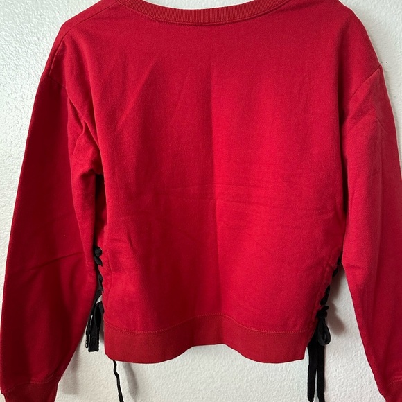 DISNEY Minnie Red Crop Sweatshirt With Drawstrings Medium - Picture 2 of 4
